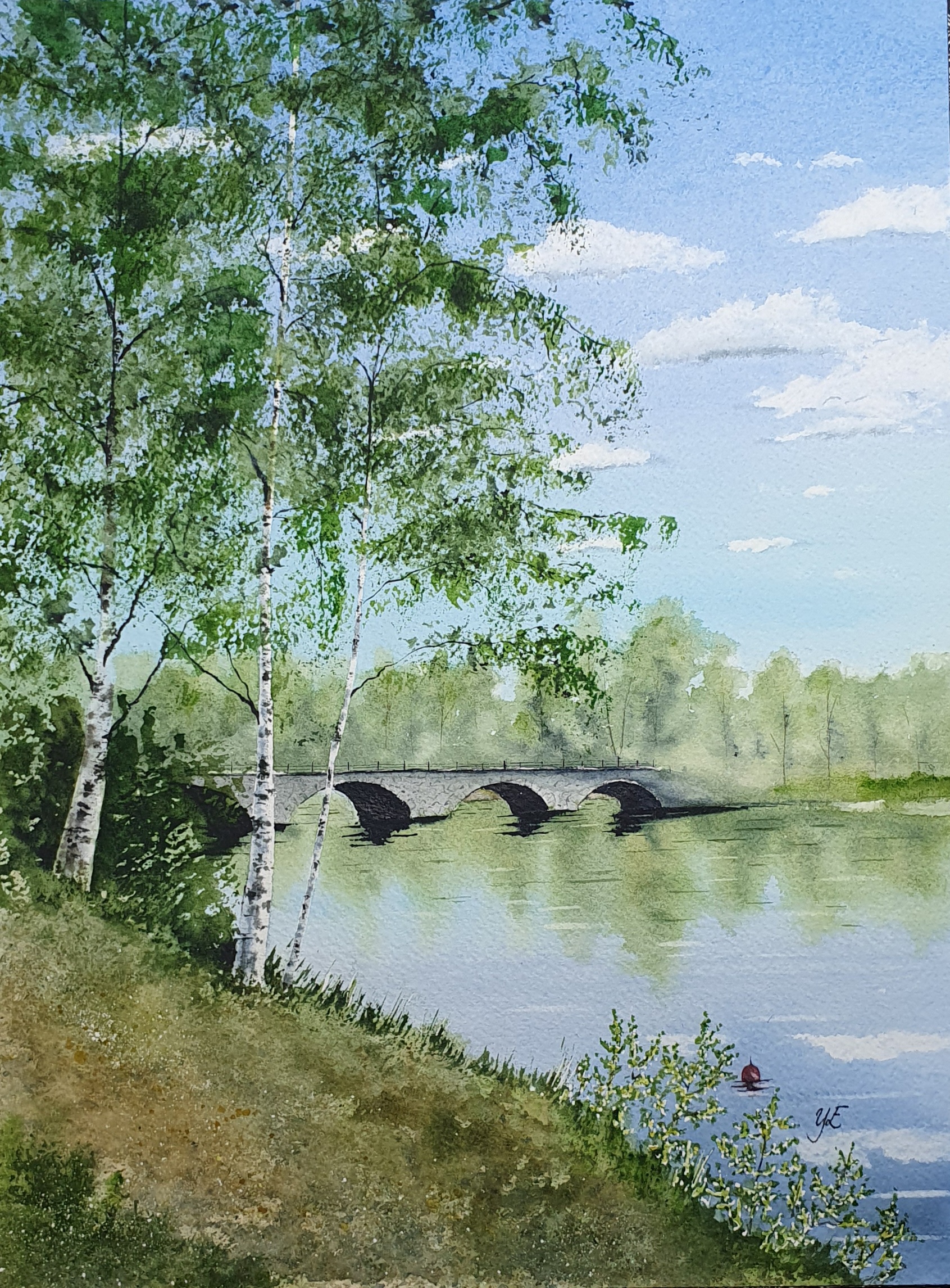 Åtorpsbron - Orginalmålning i akvarell