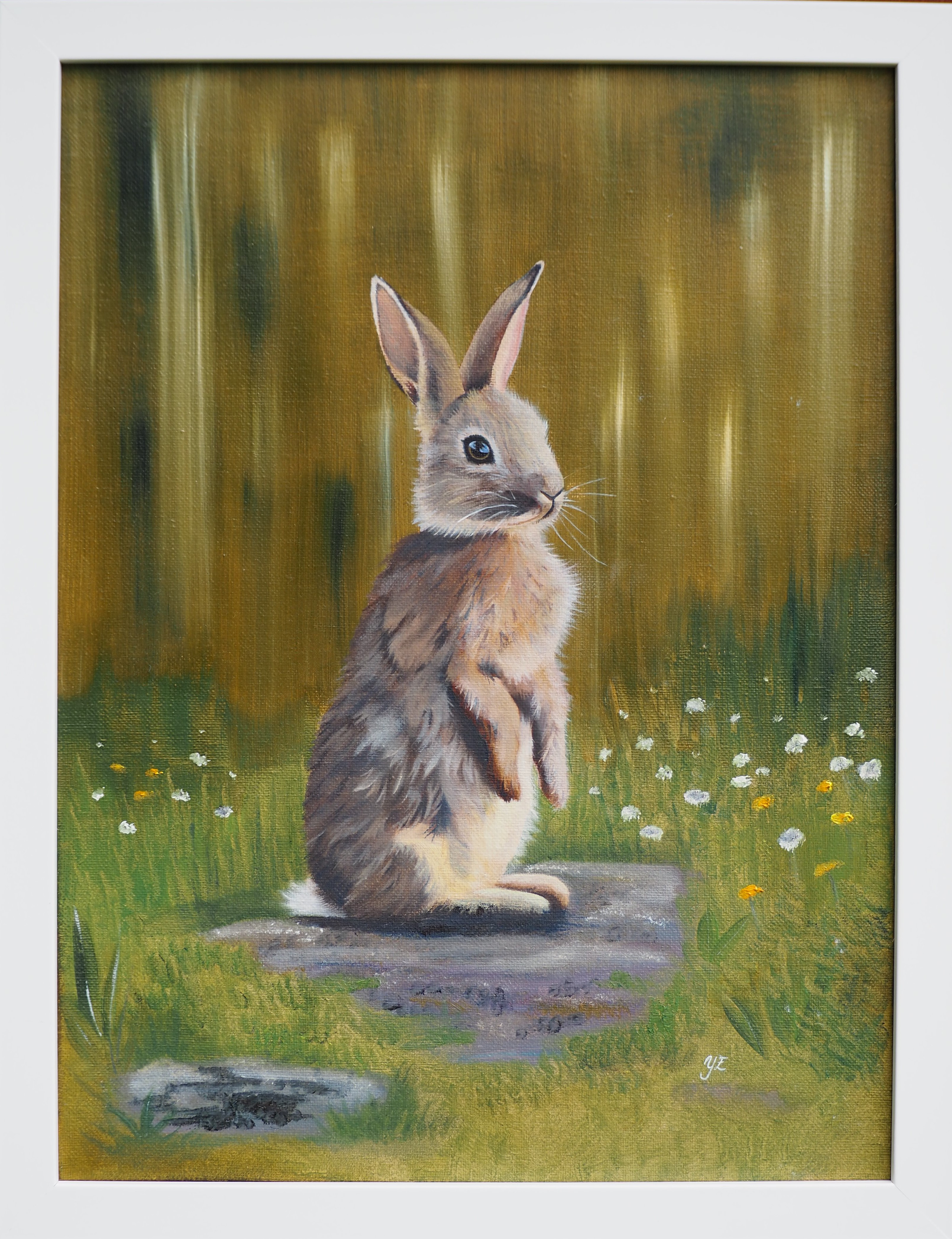 Hare i skogsbrynet - Orginalmålning i olja